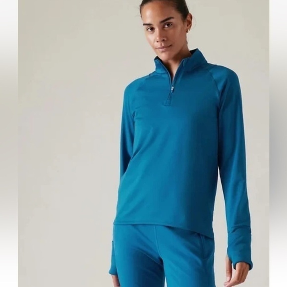 Athleta Womens Whistler Half Zip in Dark Lapis Blue Size Large